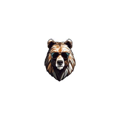 Geometric Cool Bear Logo Design (4) 3d branding graphic design illustration logo vector