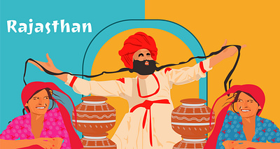Rajasthani illustration art branding cartoon design graphic design icon illustration illustrator logo rajsthani vector village