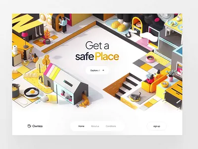 Ownlea 🏡 :: Real State Website Design 3d 3d animation animation interaction design landing design motion graphics pokh product design real state real state website ui uiux website design