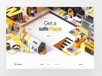 Ownlea 🏡 :: Real State Website Design 3d 3d animation animation interaction design landing design motion graphics pokh product design real state real state website ui uiux website design