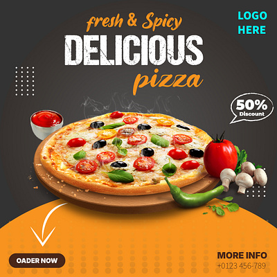 Social media post ads banner delicious food fast food food foods fresh food pizza post design poster social media social media post spicy spicy food