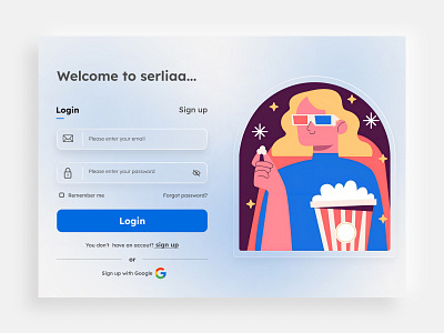 Login page blue glassmorphism login movie series signup trend ui uiux uiux design ux