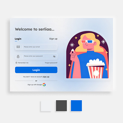 Serliaa blue glassmorphism movie series trend ui uiux uiux design ux