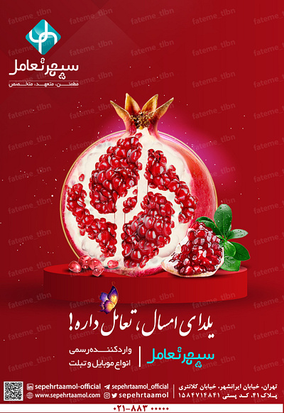Happy Yalda fateme tlbn graphic design iran iranian custom pomegranate red social media yalda yalda night
