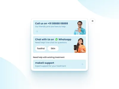 Customer support modal UI aligners consultation doctors help product design skin care support teeth care ui ux