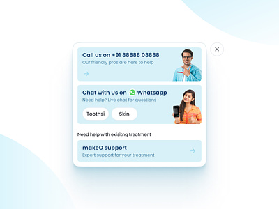 Customer support modal UI aligners consultation doctors help product design skin care support teeth care ui ux