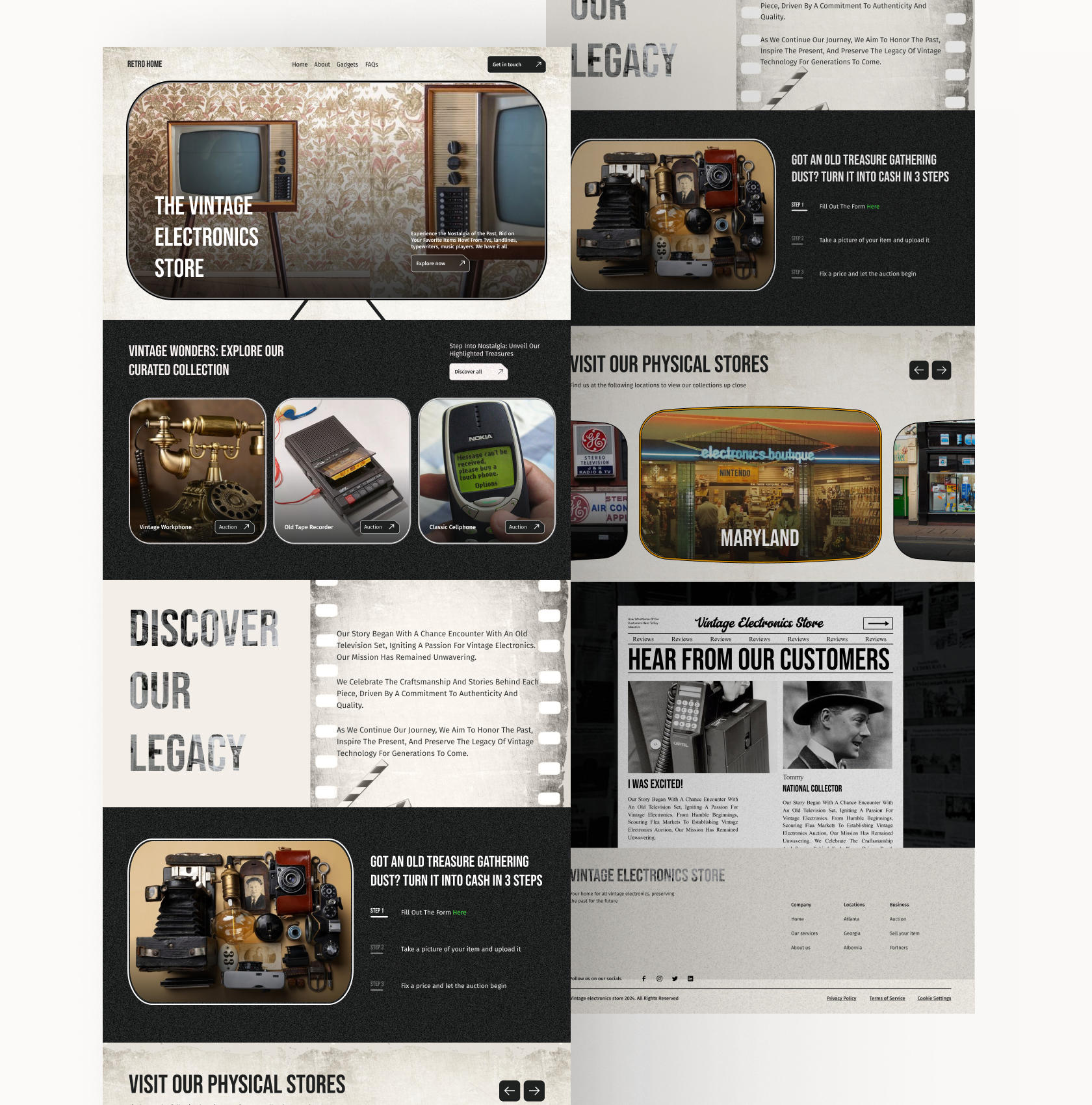 Vintage Electronics Store - A Vintage Landing Page design electronics landing page electronics website landing page ui ui case study ui design ui exploration ui ux ux case study vintage vintage design web page
