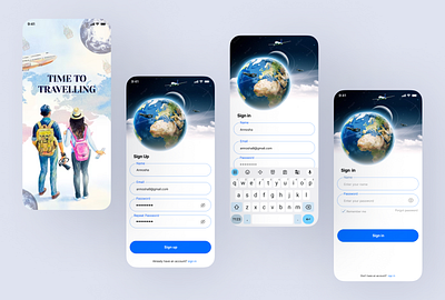Travel App(Sign in Sign up Screen) accessibility authentication design figma mobile design mobile ui mordern design password recovery product design redesign security sign in sign up travel app ui uiux user account user experience ux design