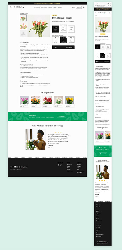 Product details page for a flower shop accesibility desktop mobile design responsive design ui ui design visual design web design