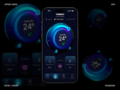 3D Smart Home App Concept 3d 3d animation animation appdesign blue cyan dark mode framer futuristic modern productdesign spline ui uidesign