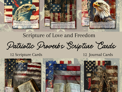 Patriotic Proverbs Scripture Cards american american eagle bible journaling clip art collage art design freedom graphic design illustration patriotic scripture cards
