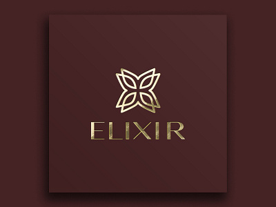 Elixir Luxury Logo Design - Flower Logo- Gold Color Logo 3d animation branding branding design design flower logo gold color logo graphic design icon illustration logo logo design logo folio logo idea logo maker logos luxury logo minimal logo monogram logo ui