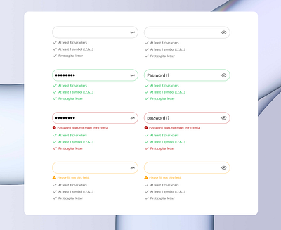 Password Input Field - States component design dribbble input mobileapp password state userexperience userinterface uxui webdesign