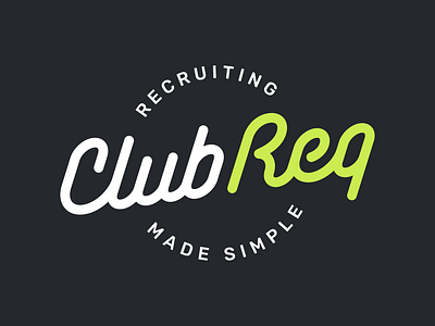 ClubReq - Logo Design ai brand brand design branding green hiring hr lime green logo logo design logomark modern platform recruiter recruiting script software tech technology visual identity