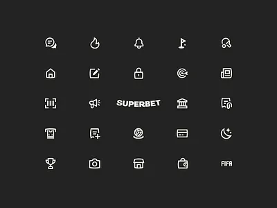 Superbet Icon Set app camera edit fifa home icon designer icon set icons ios lock newsfeed notifications sports superbet ui ux wallet withdraw