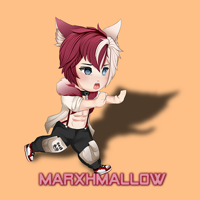 Chibi Vtuber Anime Runner Commission anime guy chibi commission illustration kawaii art neko twitch streamer vtuber