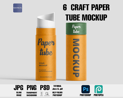 Craft paper tube mockup, tube mockup, paper tube, Kraft paper cylindrical tube mockup