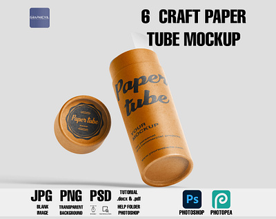 Craft paper tube mockup, tube mockup, paper tube, Kraft paper cylindrical tube mockup