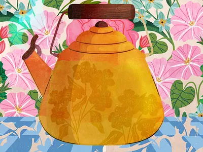 Morning Glory floral flowers maximalism tea teapot