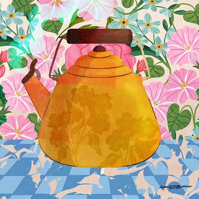 Morning Glory floral flowers maximalism tea teapot