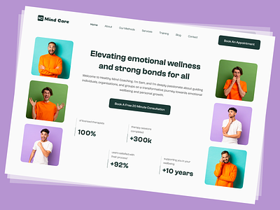 Mind Care - Mental Health Landinng Page artiflow halal design health landing page healthcare landing page landing page medical medical landing page mental mental care mental health mental health awareness mental health landing page mental health website nonprofit psychologist psychology website therapy ui design ux design web design