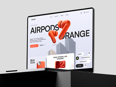 Onair - Airpods Landing Page agency airpod amazon digital ecommerce elementor landing marketing online page product shop shopify ui webflow website wordpress