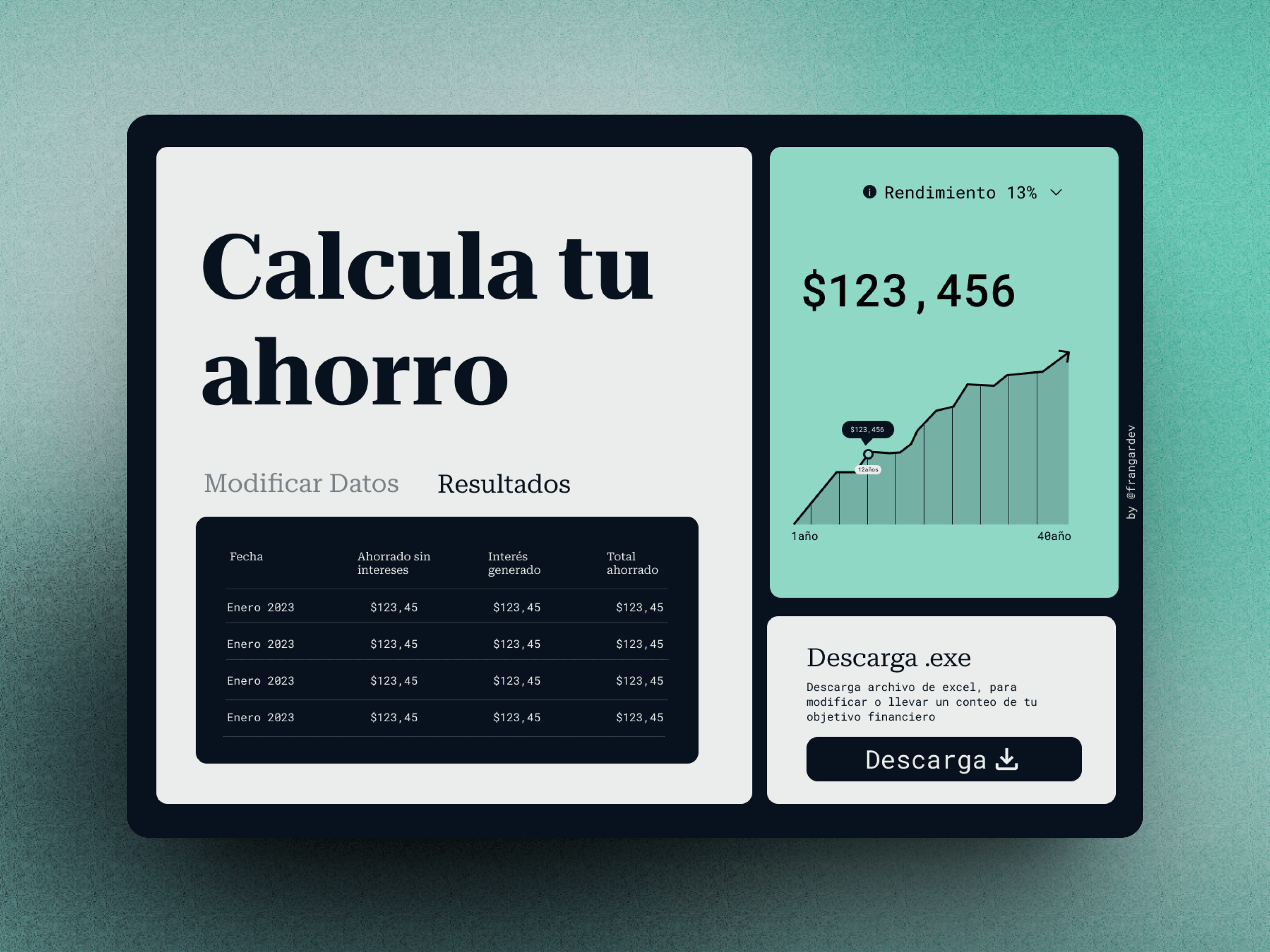 Calculadora de interés compuesto finance product design ui web