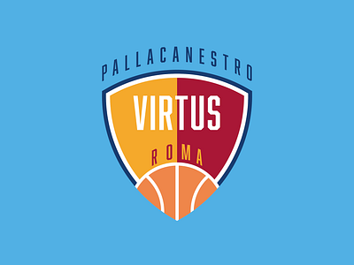 VIRTUS Roma logo rebranding adobe illustrator basket basketaball logo pallacanestro virtus roma rebranding rome basketball shield logo virtus roma