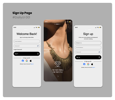 #DailyUI - #001 - Sign up, Sign in Page 001 dailyui ui ux