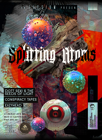 Splitting Atoms Gig Poster Design bar design event gig graphic design graphicdesign music poster
