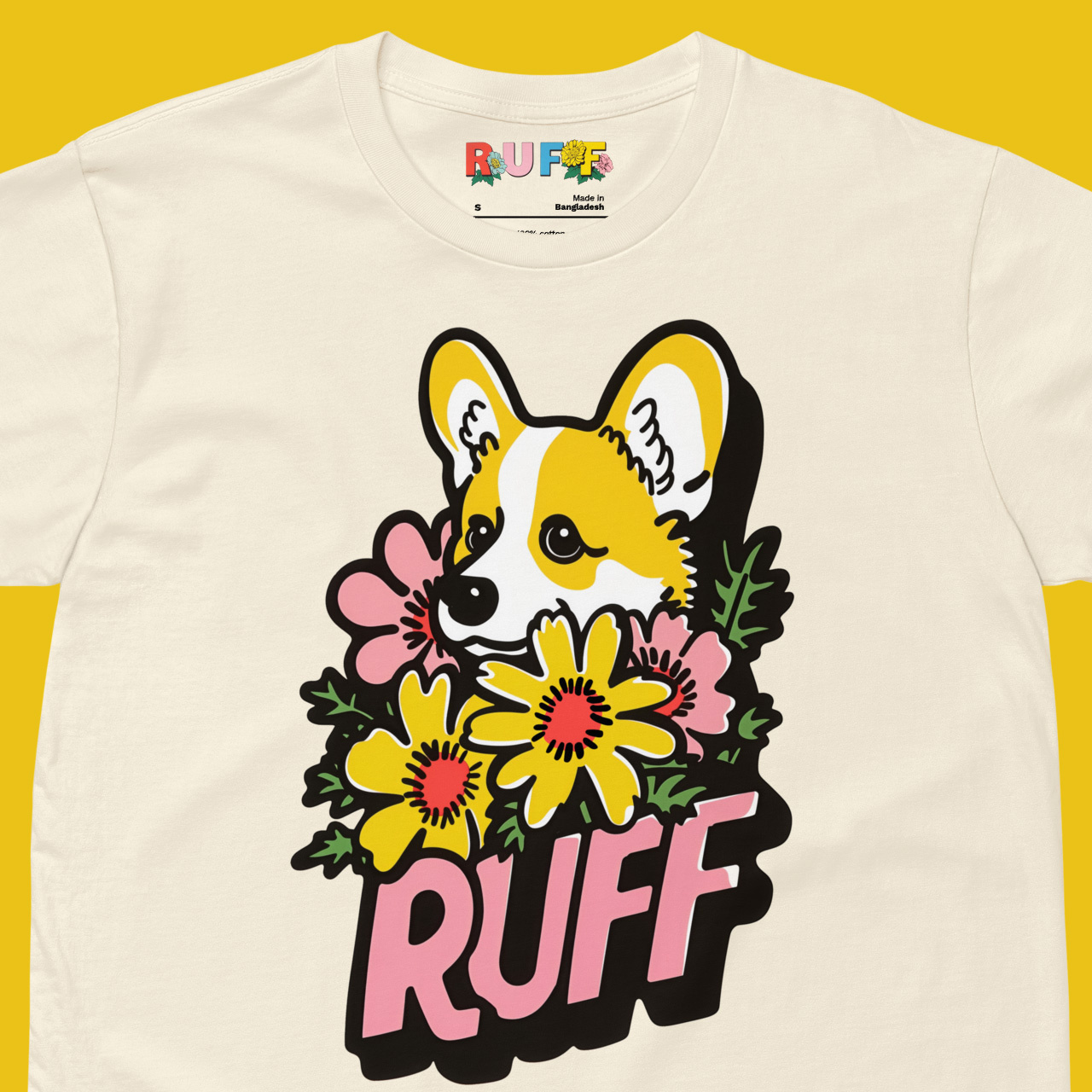 RUFF Corgi corgi dog floral flowers pet retro type vintage