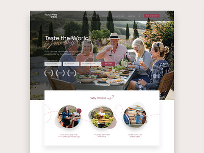 Food and Wine Travel branding graphic design ui web design website