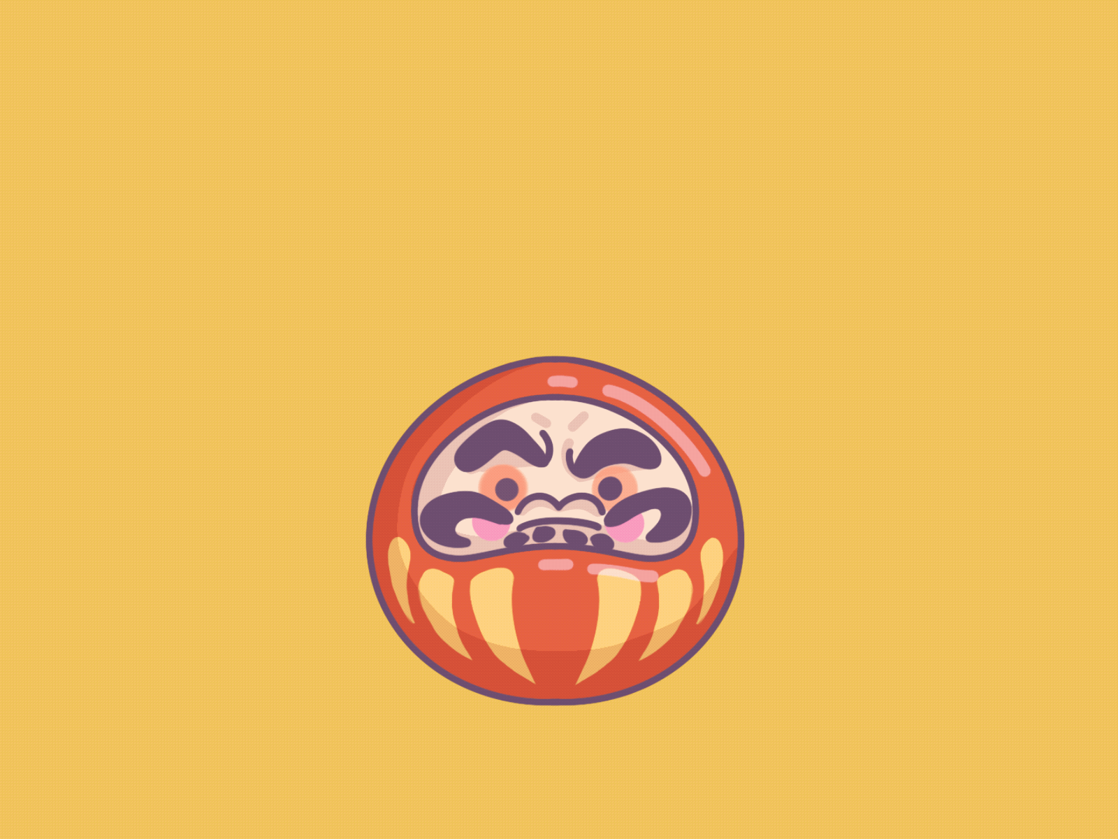 damo daruma animation bodhidharma character design cute daruma flat illustration kawaii