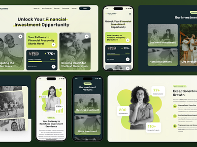 WealthInv - Investment Website in Desktop & Mobile app business design health insurance investment landing page responsive ui ux web design