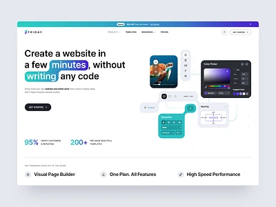 Friday Website Builder Mainpage - Redesign builder framer squarespace ui web design webflow website website builder website template wix