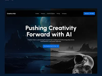 Creative Hub ai challenge creative daily design figma firm graphic design hero hero section research ui ux web web design webdesigner website