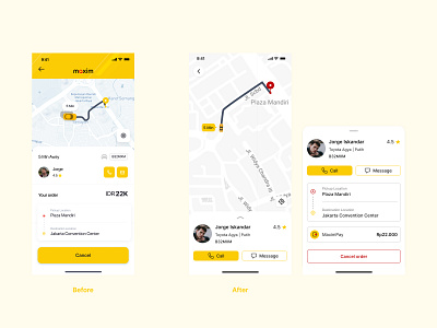 Maxim Ride Hailing — Order Page ui