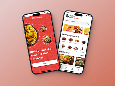 “Lovebite: A Delicious Food Delivery Experience” app branding design figma food deliveryapp mobile mockups templates ui