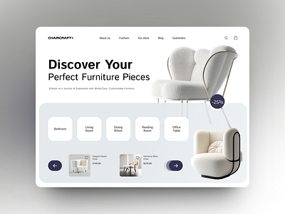 CHAIRCRAFT+ Furniture E-commerce webiste chair design ecommerce furniture header homedecor market marketplace minimal sofa store ui uiux ux webdesign website