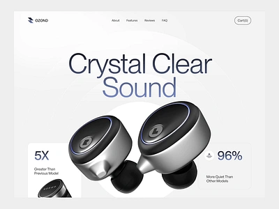 Ozond - Header Product Web 3d 3danimation 3dblender 3ddesign 3dmodeling 3dproduct audio branding earbuds graphic design header music popular product productdesign ui web website