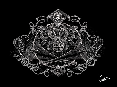 Skull abstract art blackandwhite creative illustration ink line noise pollution skull