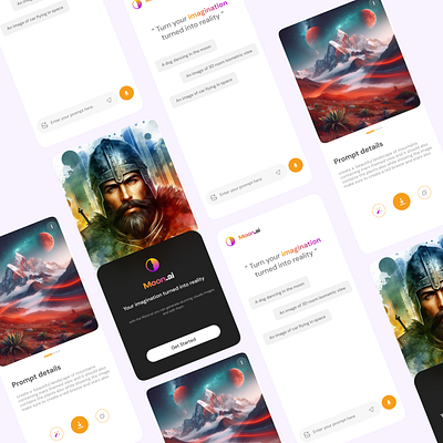 Image Ai generator concept UI {Moon.ai} adobe ai app dall e design dribbble figma gpt likes mobile share ui ux