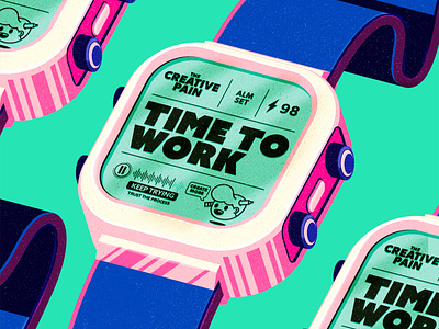 Time to work branding clock illustration illustrator the creative pain vector watch