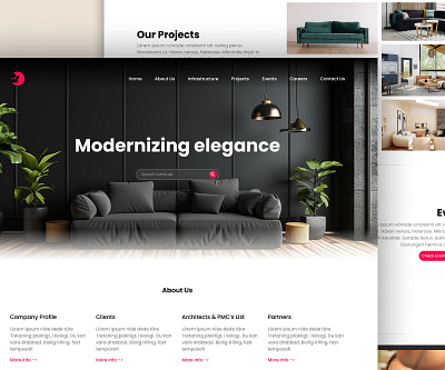 Modern Living Furniture Website Template Design app branding dark theme design design furnishing website design furniture website design graphic design light theme design modern web design template design typography ui ux web design web development website template