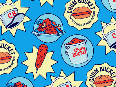 Chum Bucket pattern chum bucket food designs icons illustration illustrator nickelodeon spongebob vector