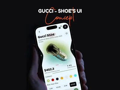 Gucci Shoes UI Design Concept 3d adobe photoshop animation app bechance branding design dribble figma graphic design illustration logo motion graphics prototype ui youtube