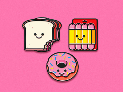 Lil foodies Enamel pins enamel pins foodies hot dogs icons illustration illustrator sandwich the creative pain vector