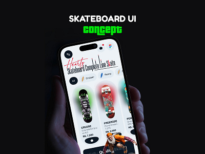 Skateboard UI Design Concept 3d adobe photoshop animation app bechance branding concepts design dribble figma graphic design illustration logo make it motion graphics prototype skateboard ui uiux