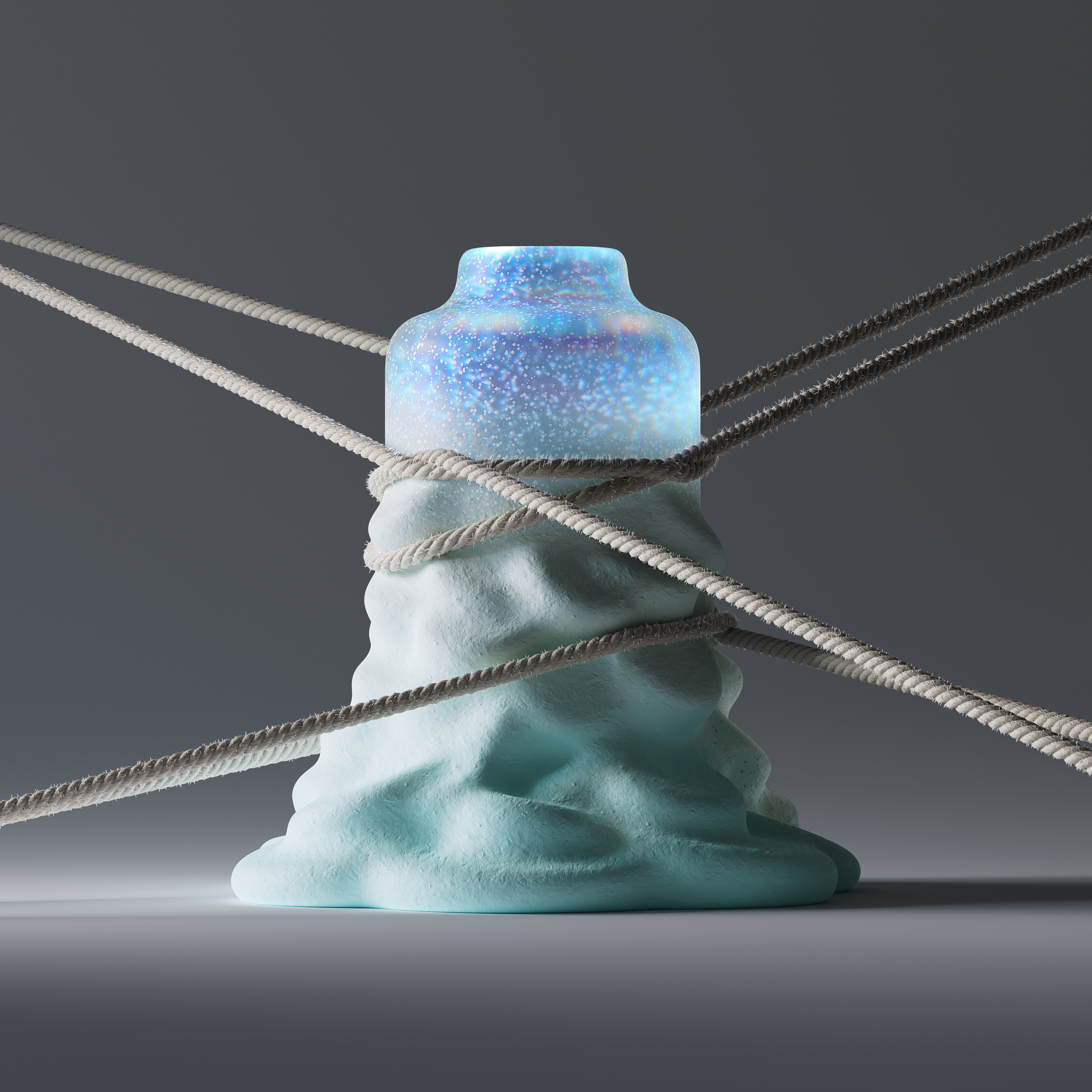 Tied Down 3d 3d art glass green illustration rope