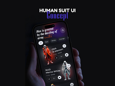 Human Suit UI Design Concept 3d adobe photoshop animation app behance branding design dribbble figma graphic design illustration logo motion graphics prototype ui uiux youtube